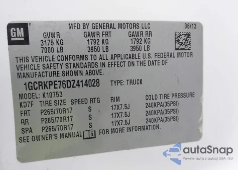 2013 Chevrolet Silverado 1500 Work Truck из США, поврежденный, VIN 1GCRKPE76DZ414028